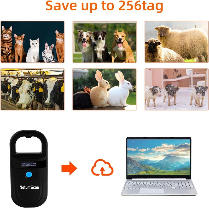 NetumScan Upgraded Pet Microchip Reader Scanner, 256 Data Storage Animal Tag Scanner Rechargeable Handheld Pet Chip ID Scanner with Stable OLED Display for ISO 11784/11785,FDX-B and ID64 RFID EMID - Image 1